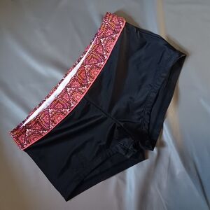SOUTH POINT Women's Black Swimwear Shorts with Patterned Waistband 8